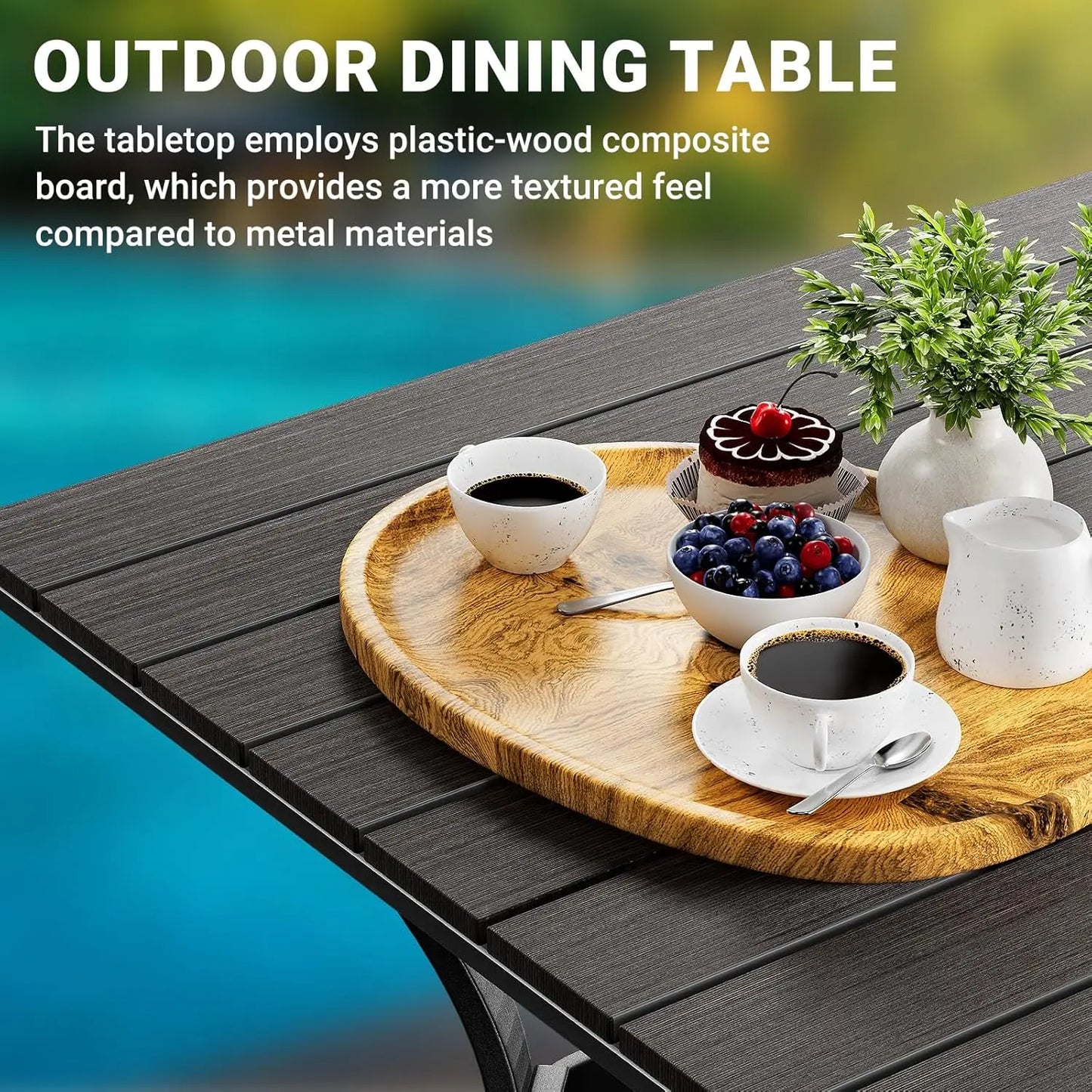 5 Piece Outdoor Patio Dining Set with 4 Swivel Dining Chairs & 1 Large Round Dining Table,Bistro Furniture Set for, Customized