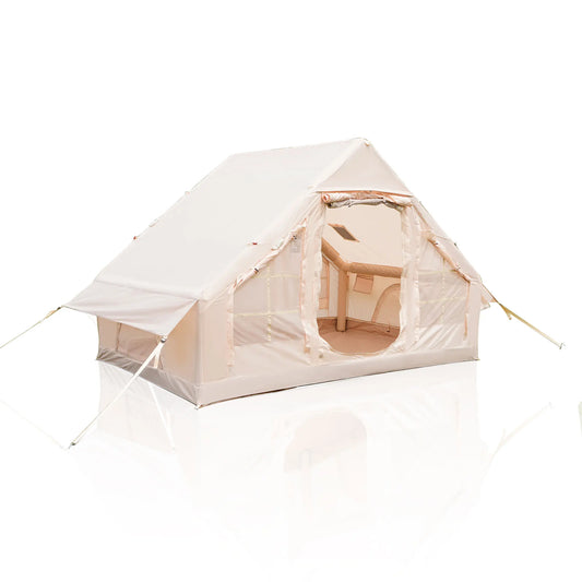 Inflatable Camping Tent with Chimney Window Easy Setup 4-Season Waterproof & Windproof Air Tent for Glamping Includes Hand Pump