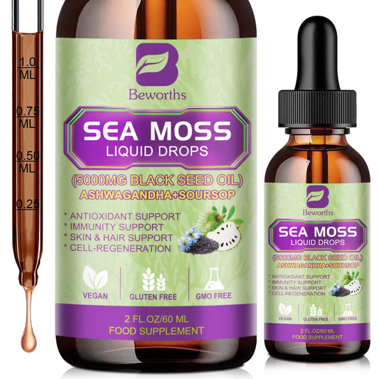 BEWORTHS 60ML Sea Moss Extract Drop Support Immunity and Kidney Health, Promote Digestion and Antioxidation