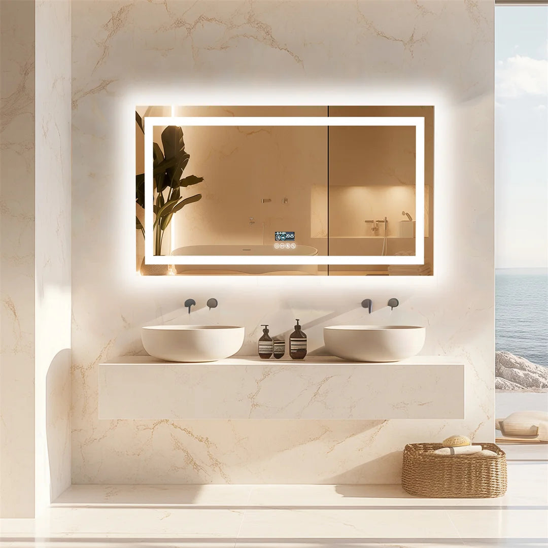 LUVODI Large Illuminate Bluetooth Bathroom Mirror Time Display LED Lighted Full Length Dressing Mirror