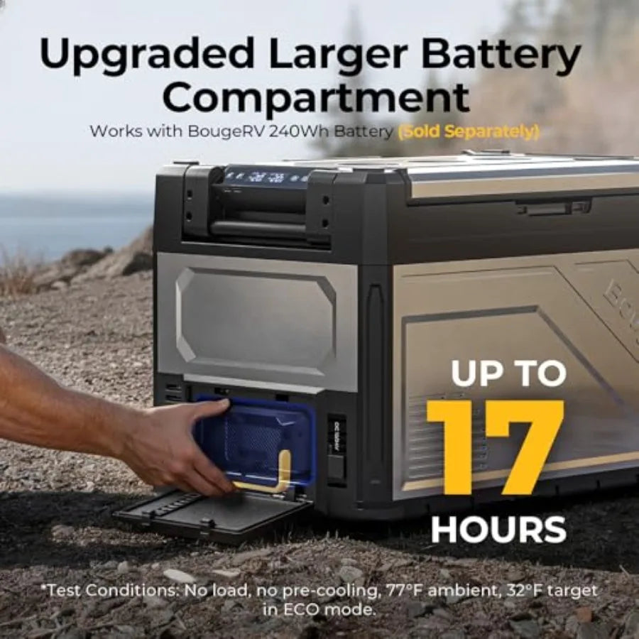 12V Portable Refrigerator for Overlanding, Camping, RV: 55 Qt Dual Zone Compressor Cooler, Black, APP Control, 12/24V DC 110240