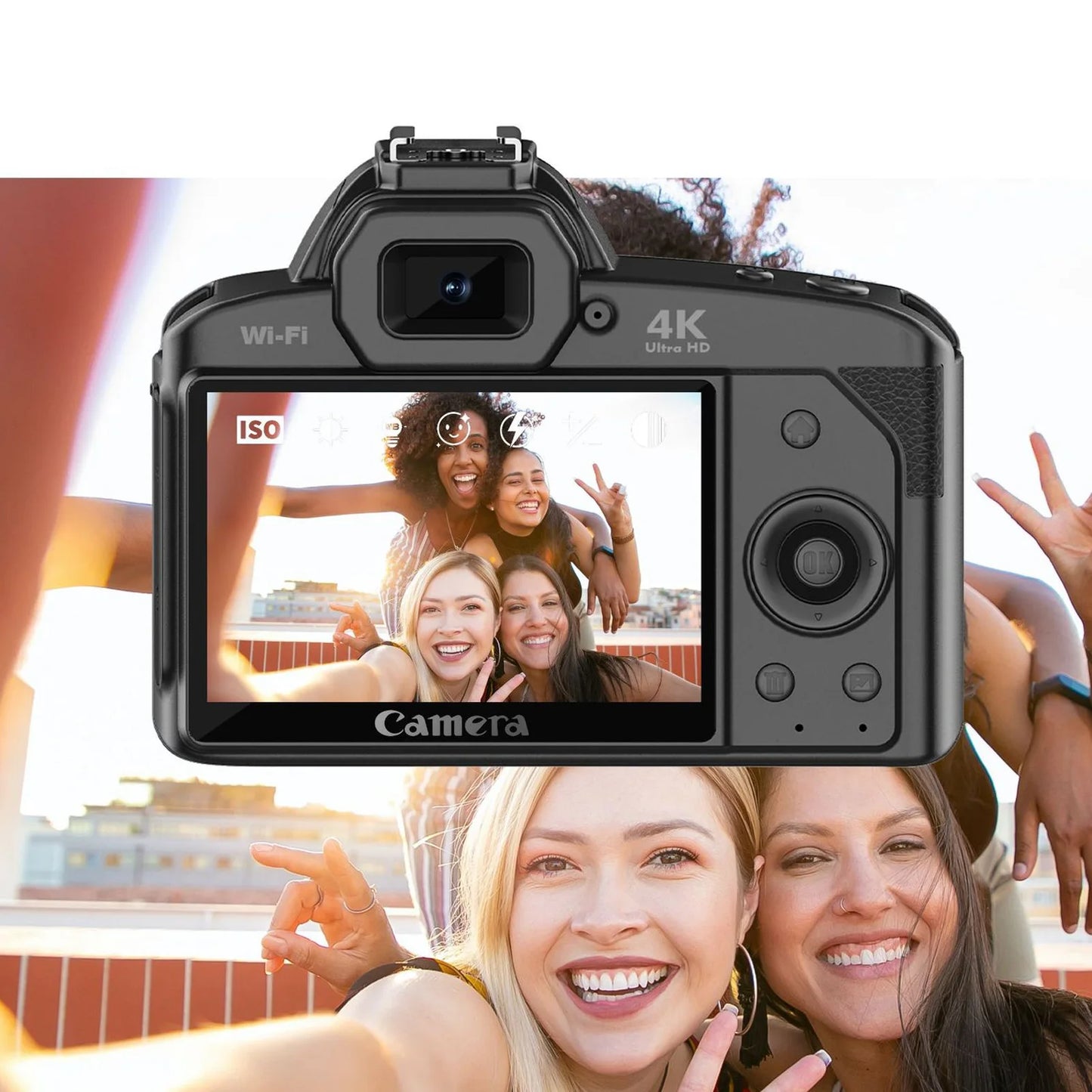 4K 64MP Digital Camera 3 Inch IPS Screen 16x Digital Zoom Wireless Dual Cameras Camcorder Night Vision with Memory Card