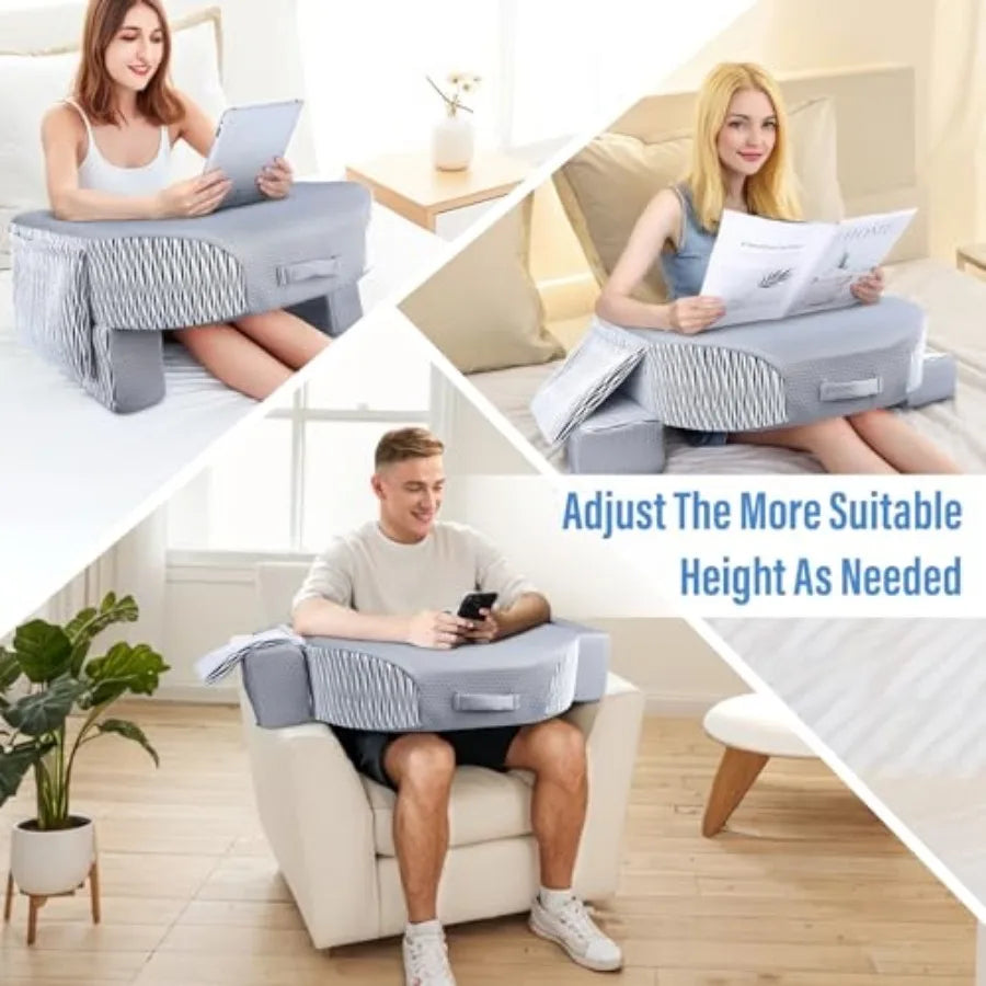 Reading Pillow for Laptop Extra Large Armrest Gaming Pillow for Working Hight Adjustable Lap Desk Pillow for Adult Sitting in B