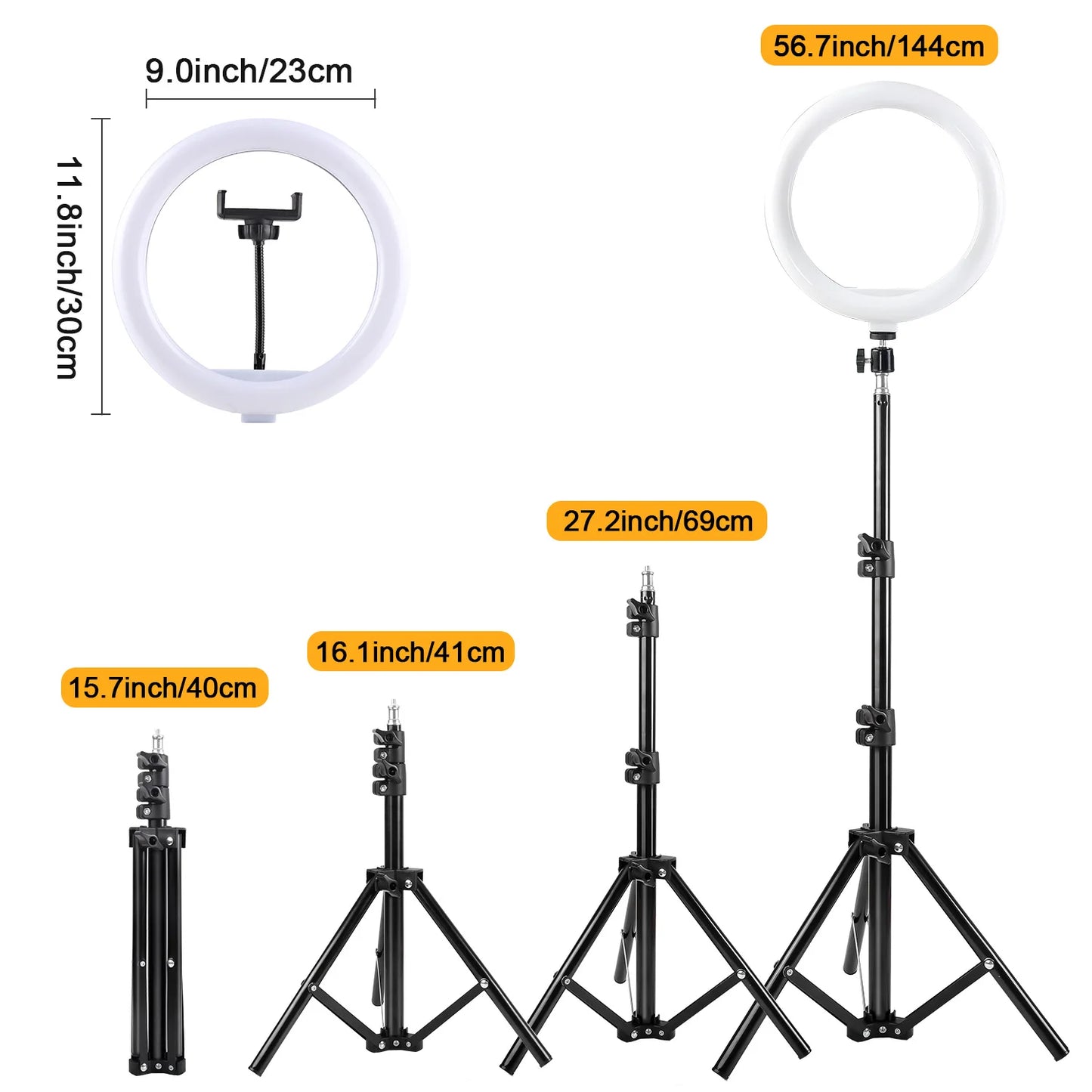 UEGOGO LED Ring Light With Tripod And Dimmable Phone Stand