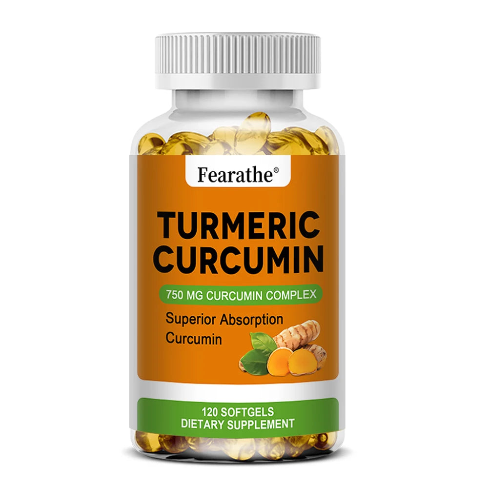 Organic Turmeric Curcumin Capsules - 750 Mg Highest Potency Curcumin Complex for Cardiovascular, Bone, Muscle, Brain Health
