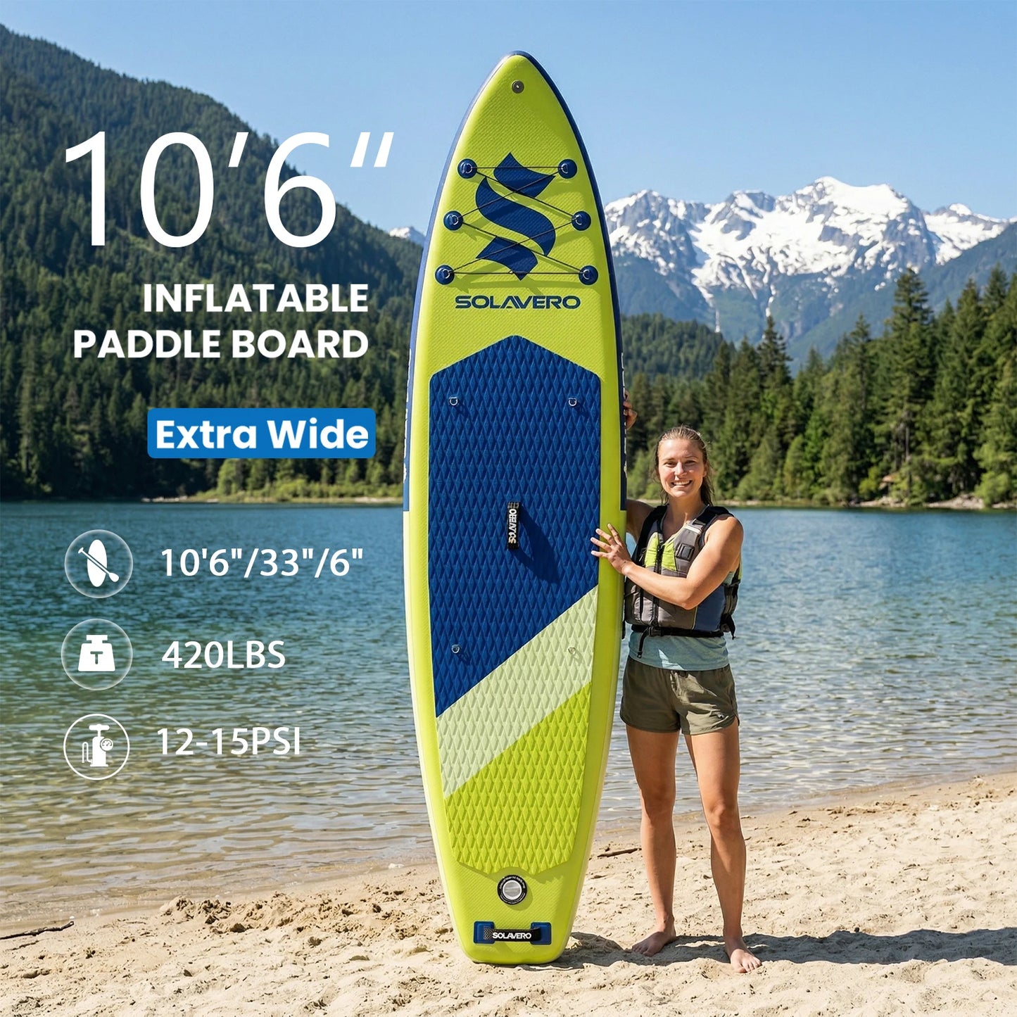 Inflatable Stand Up Paddle Board with Accessories, Wide Stable SUP Yoga Board, Non-Slip Deck, Paddle, Pump, Leash & Carry Bag for Youth & Adults