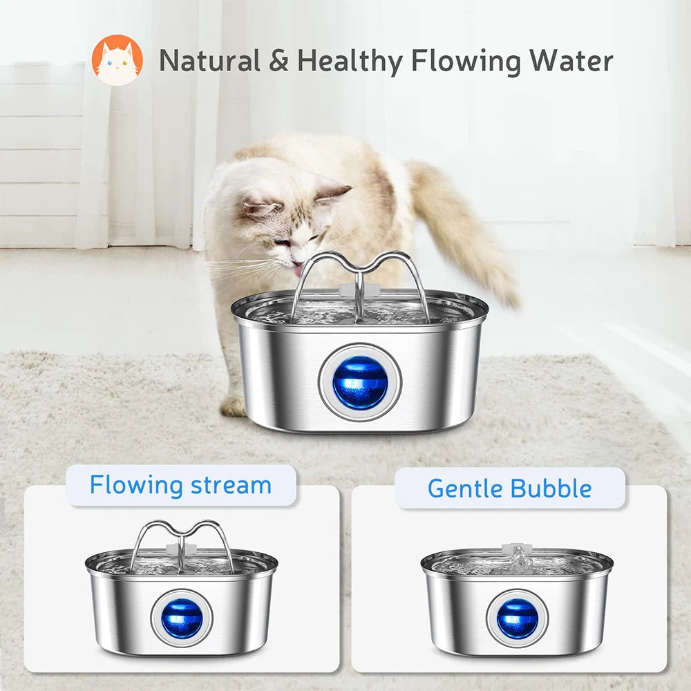 3.2L Cat Drinking Fountain Automatic Stainless Steel Pet Dogs Water Dispenser Ultra-quiet Pump Water Foutain For Multiple Pets