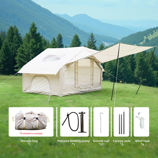 Instant Inflatable Tent for 4/6 Person Camping Quick Setup Family Tent with Integrated Ventilation All-Weather Waterproof Wind