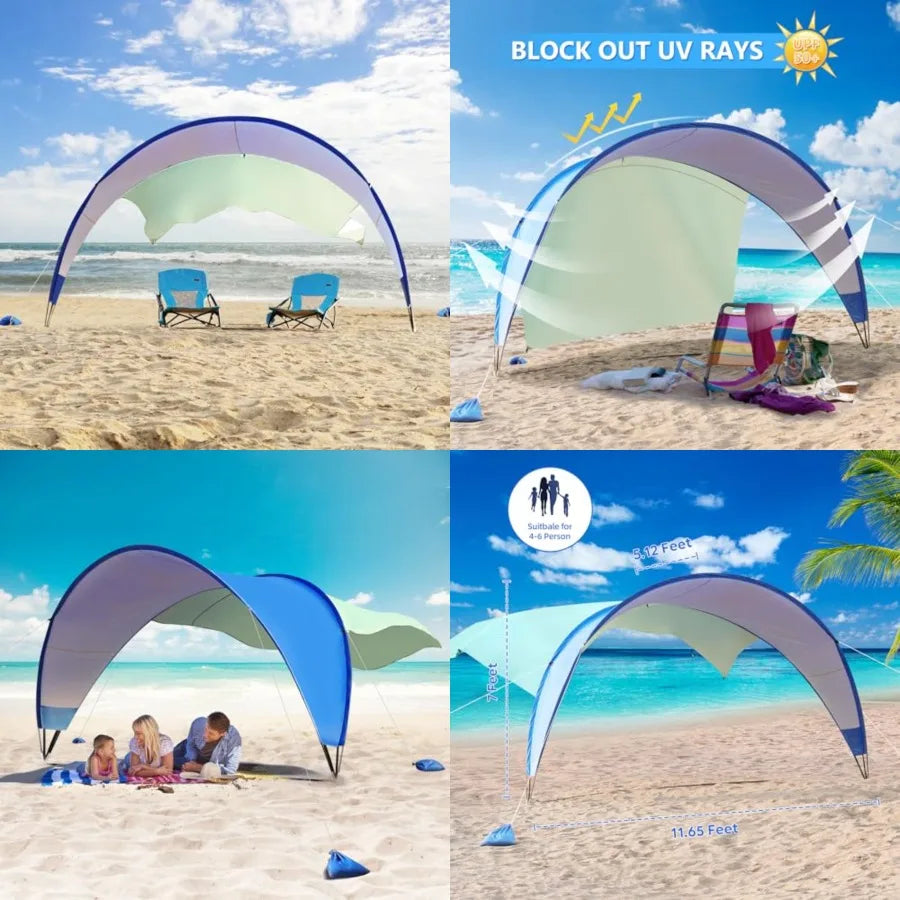 UPF 50+ Pop Up Beach Tent, Easy Set Up Beach Umbrella, Sun Shelter for 2-3 People UV Protection Portable Sunshade, Baby Canopy