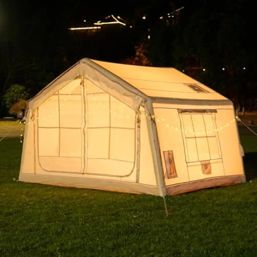 4-6 Person Inflatable Camping Tent, Easy Setup Blow Up Tent with Hand Pump,PU3000mm Waterproof Breathable 4 Season Glamping Tent