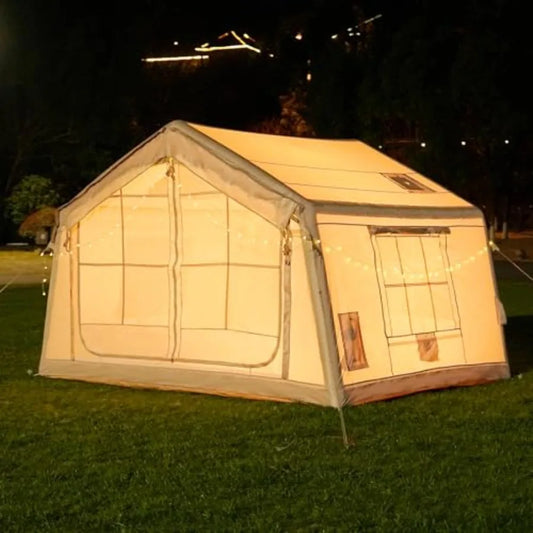 4-6 Person Inflatable Camping Tent, Easy Setup Blow Up Tent with Hand Pump,PU3000mm Waterproof Breathable 4 Season Glamping Tent