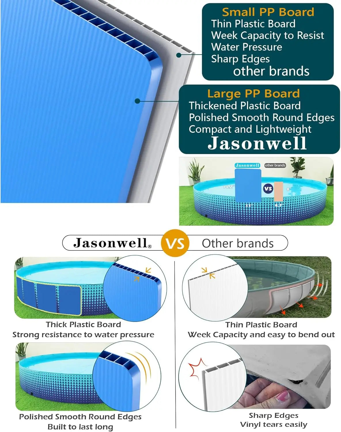 Foldable Hard Plastic Kiddie Pool for Kids & Dogs - Collapsible Wading Pool with Drain, 71 Inch