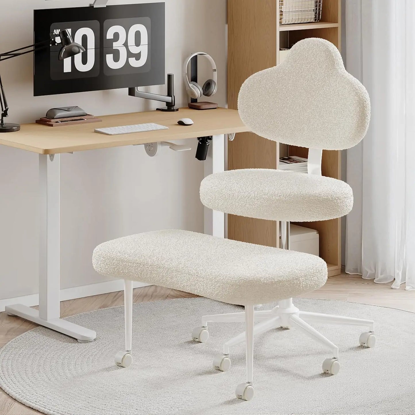 Cross Legged Office Chair with Wheels for ADHD, Ergonomic 360° Swivel Height-Adjustable Meditation Chair for Yoga,, Customized