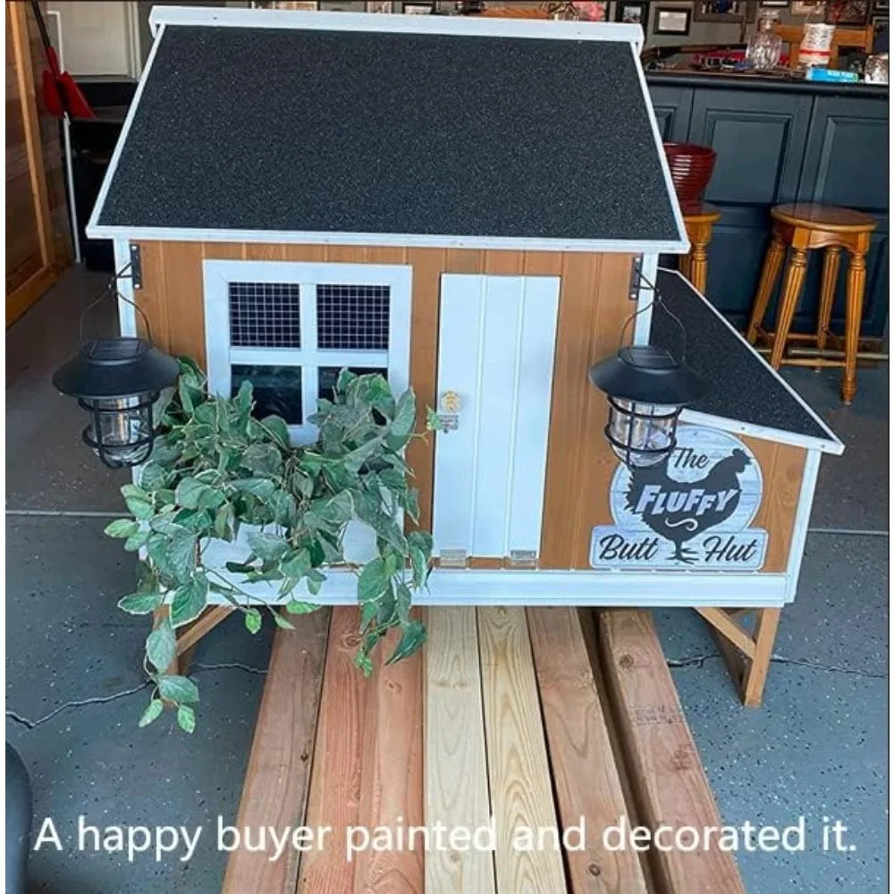 Deluxe Large Wood Chicken Coop Backyard Hen House 4-8 Chickens with 3 Nesting Box