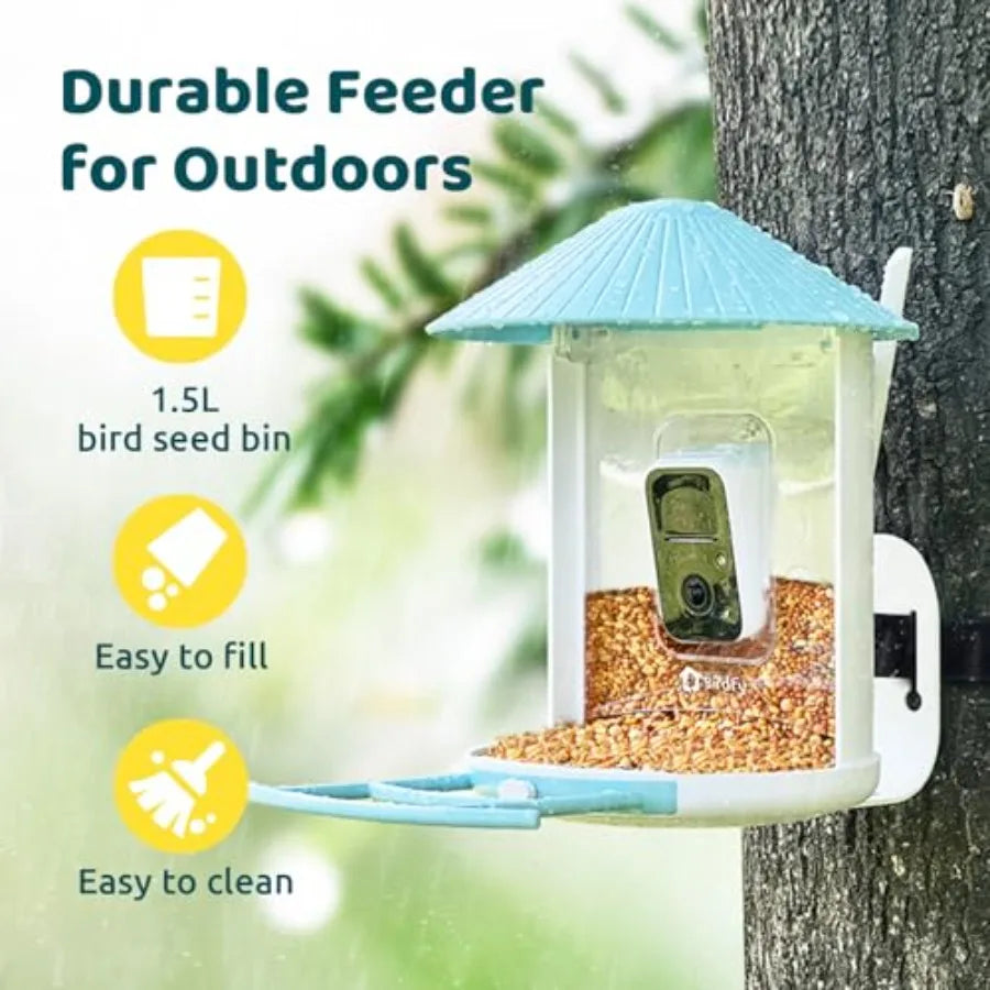 by Birdfy Smart Bird Feeder with Camera AI Identifies Birds Species 2MP Night Vision App Alerts, 2.4Ghz Wi-Fi Connect IP65 Weat