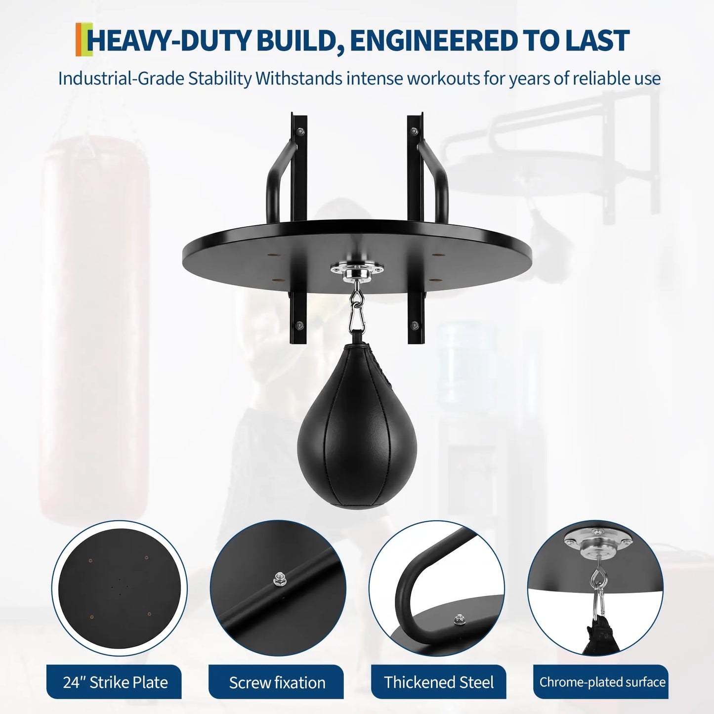 24 Inch Adjustable Speed Bag Platform With 360 Swivel, Heavy Duty Wall Mount Boxing Trainer Station For Home Gym Workout