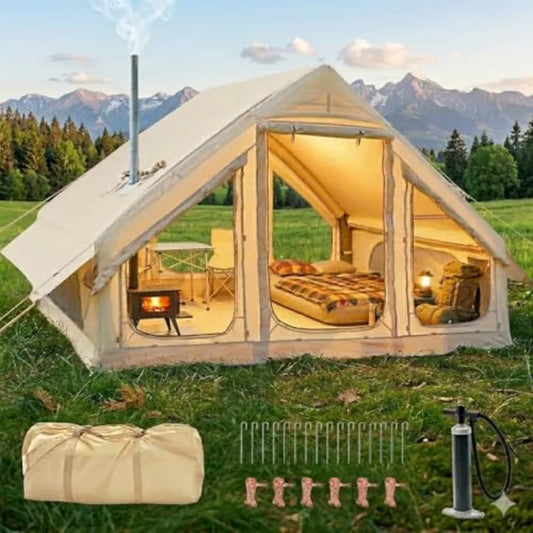 Inflatable Tents for Camping, Super Easy to Blow Up Tent with Hand Pump, Waterproof Oxford Cloth Stove Jack, Spacious Air Tent