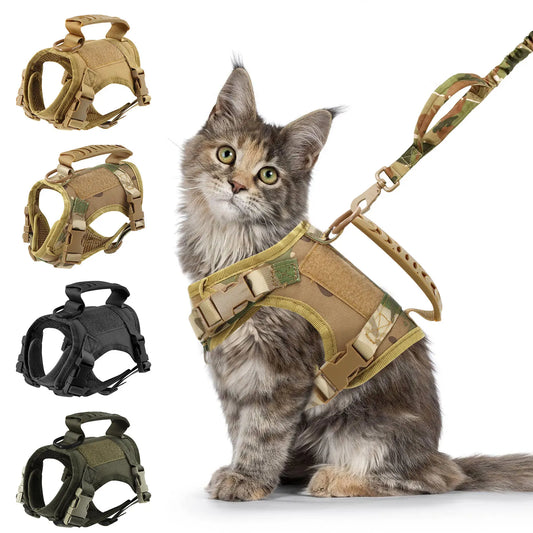Tactical Cat Harness And Leashes For  Small Dog Puppy Vest Straps with Handle Harnesses Training Adjustable Pet Accessories