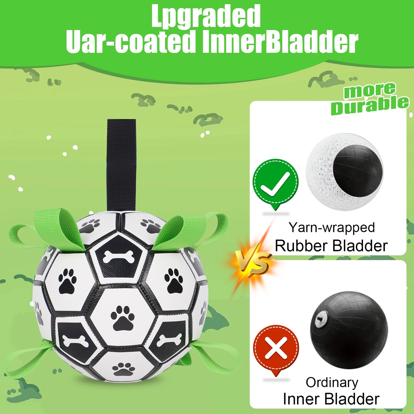 Dog Soccer Ball With Straps Tug Of War Interactive Leather Toy
