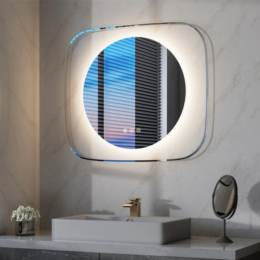 LUVODI Lighted Backlit Bathroom Vanity Mirror 3 Color Dimming Defog Design LED Bathroom Mirror for Dressing And Decor
