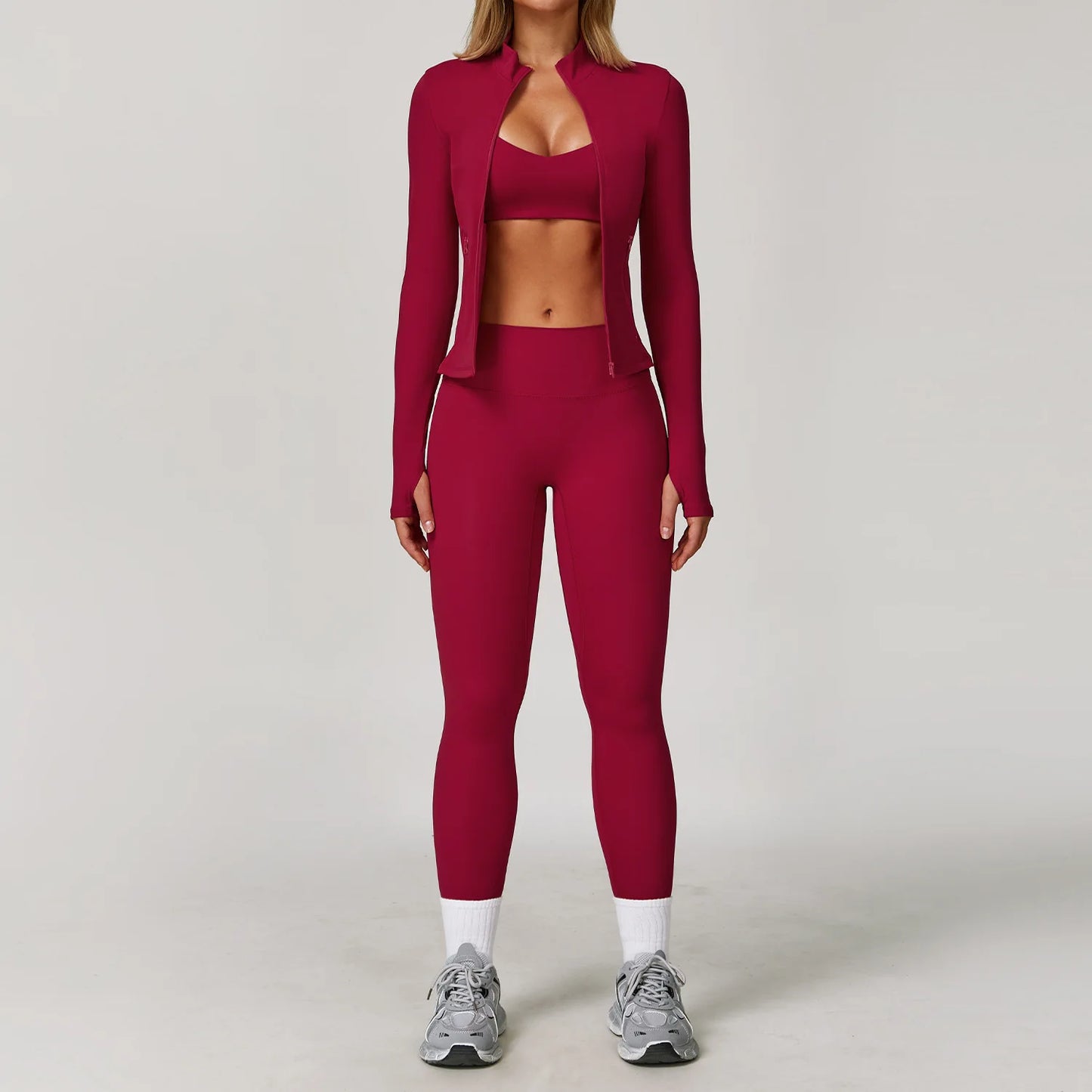 3PCS Gym Set Women Yoga Bra Jacket High Waist Workout Scrunch Leggings Shorts Sports Suit 2 Pieces Yoga Set Fitness Clothes