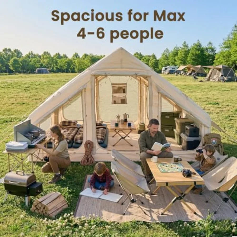 Inflatable Tents for Camping, Super Easy to Blow Up Tent with Hand Pump, Waterproof Oxford Cloth Stove Jack, Spacious Air Tent