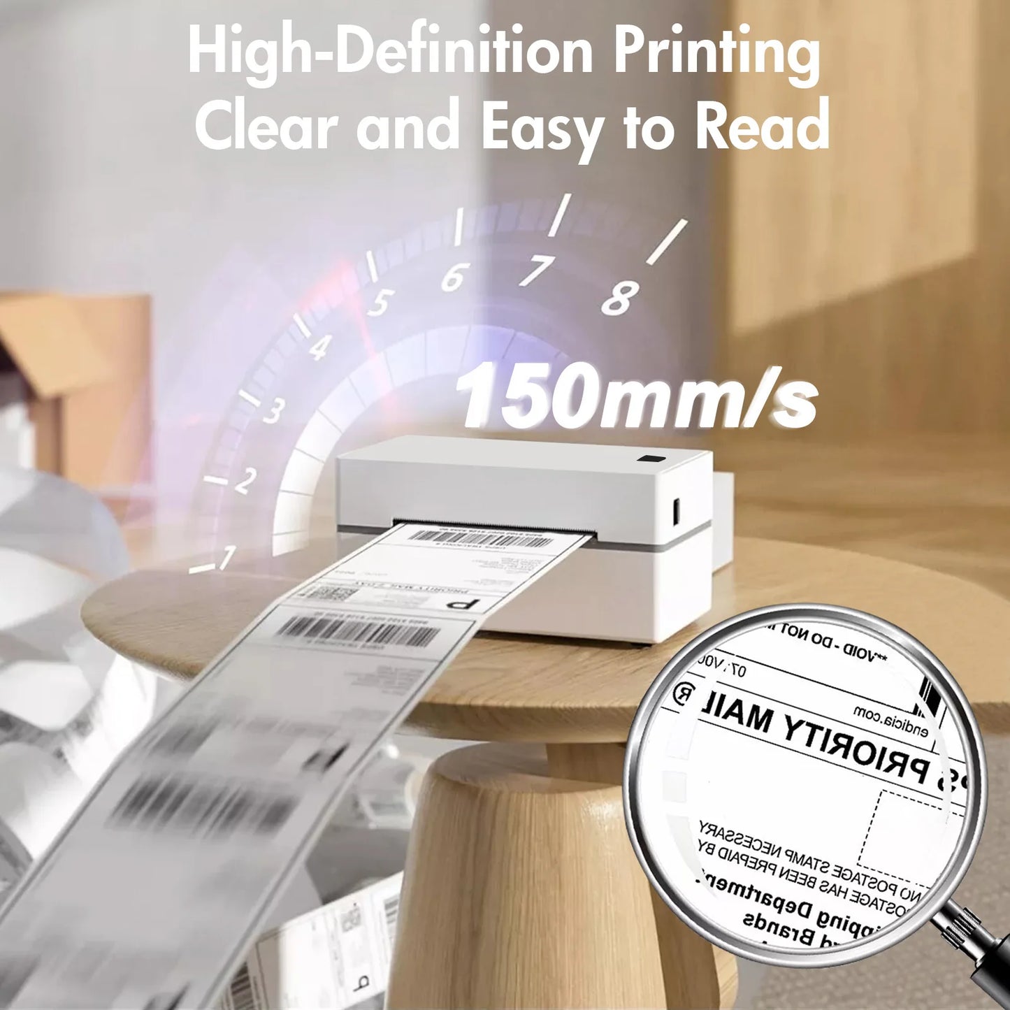 Bluetooth Thermal Printer Wireless High Speed 203DPI Label Printer 4x6 Mobile Printing For Office Work Home School Travel