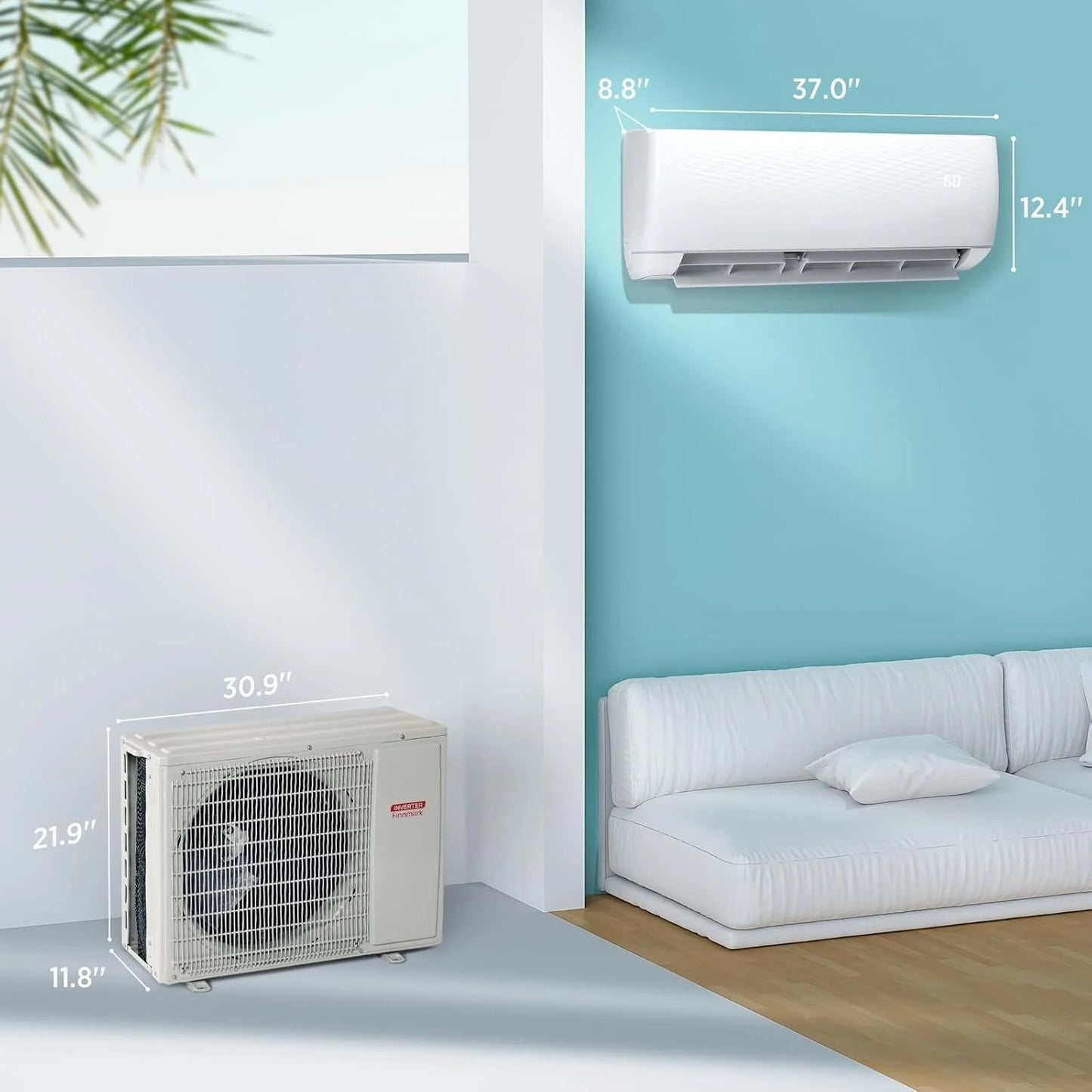 18,000 BTU Ductless Mini Split AC with Heat Pump, Inverter Compressor, 19 SEER2, 230V, R32 Refrigerant, Pre-charged, Customized