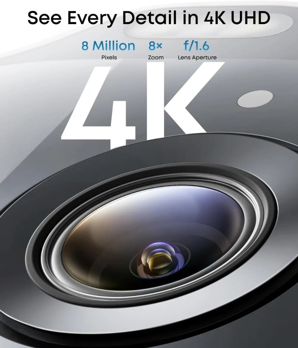 4K Security Camera Wireless Outdoor, Solar Powered, AI Motion Tracking, Strobe Light, Pan & Tilt, Facial Recognition, Up to 16 TB, Smart Home Compatible