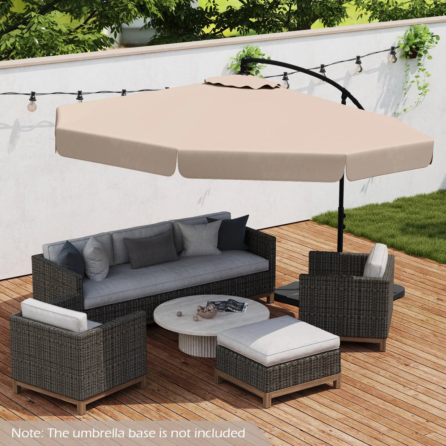 10FT Offset Hanging Umbrella Patio Cantilever Umbrella with Cover