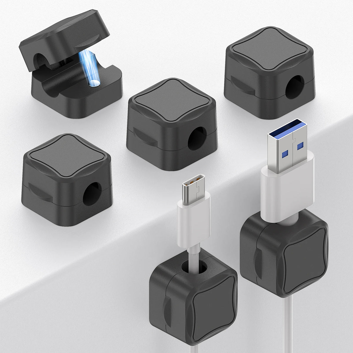 Magnetic Cable Clips Adhesive Cord Holder for Home Cable Management