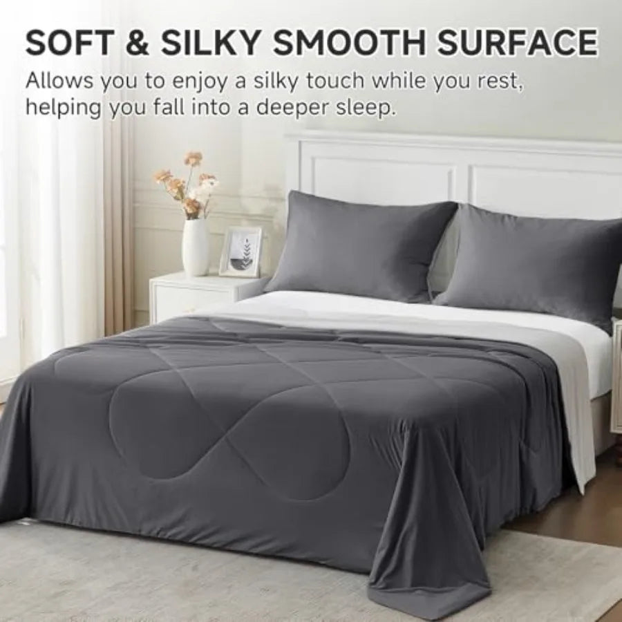 Cooling Comforter Japanese Double-Sided Cold Tech Fabric Cooling Blanket for Night Sweats Hot Sleepers, Q-Max 0.45 Soft Breatha