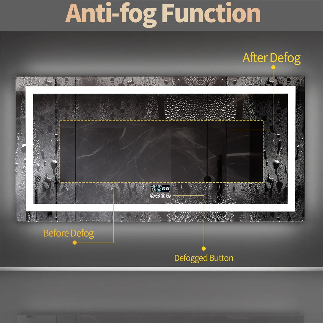 LUVODI Large Illuminate Bluetooth Bathroom Mirror Time Display LED Lighted Full Length Dressing Mirror