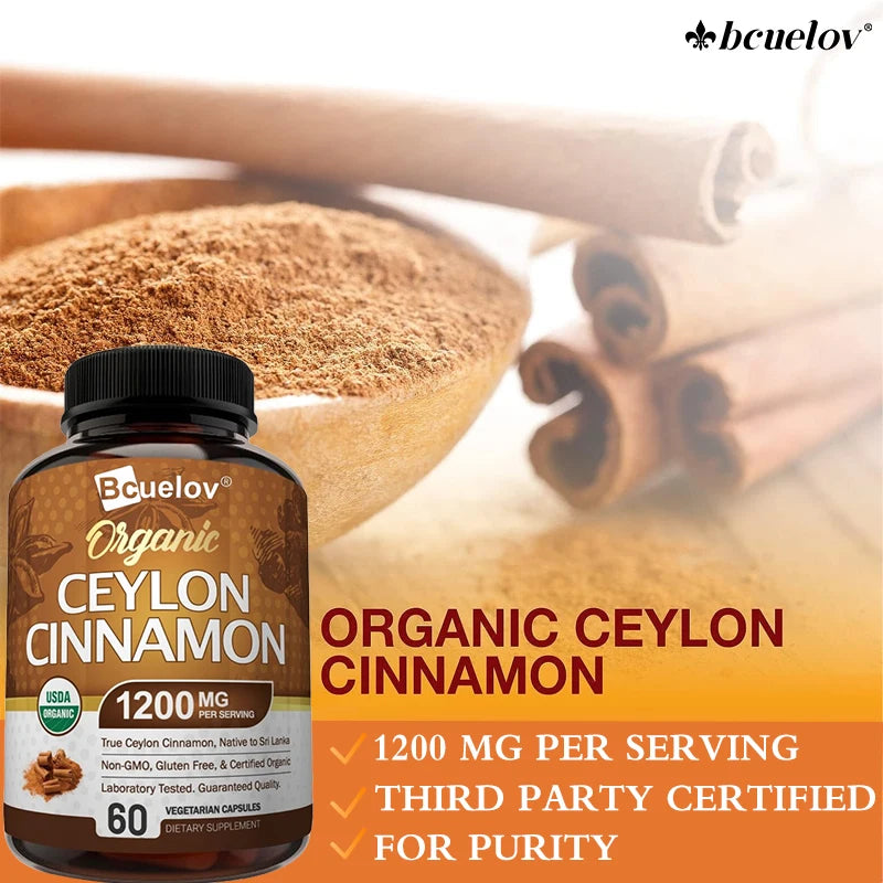 Organic Ceylon Cinnamon Capsules - 1200mg Per Serving - Joints Healthy, Antioxidant Supports