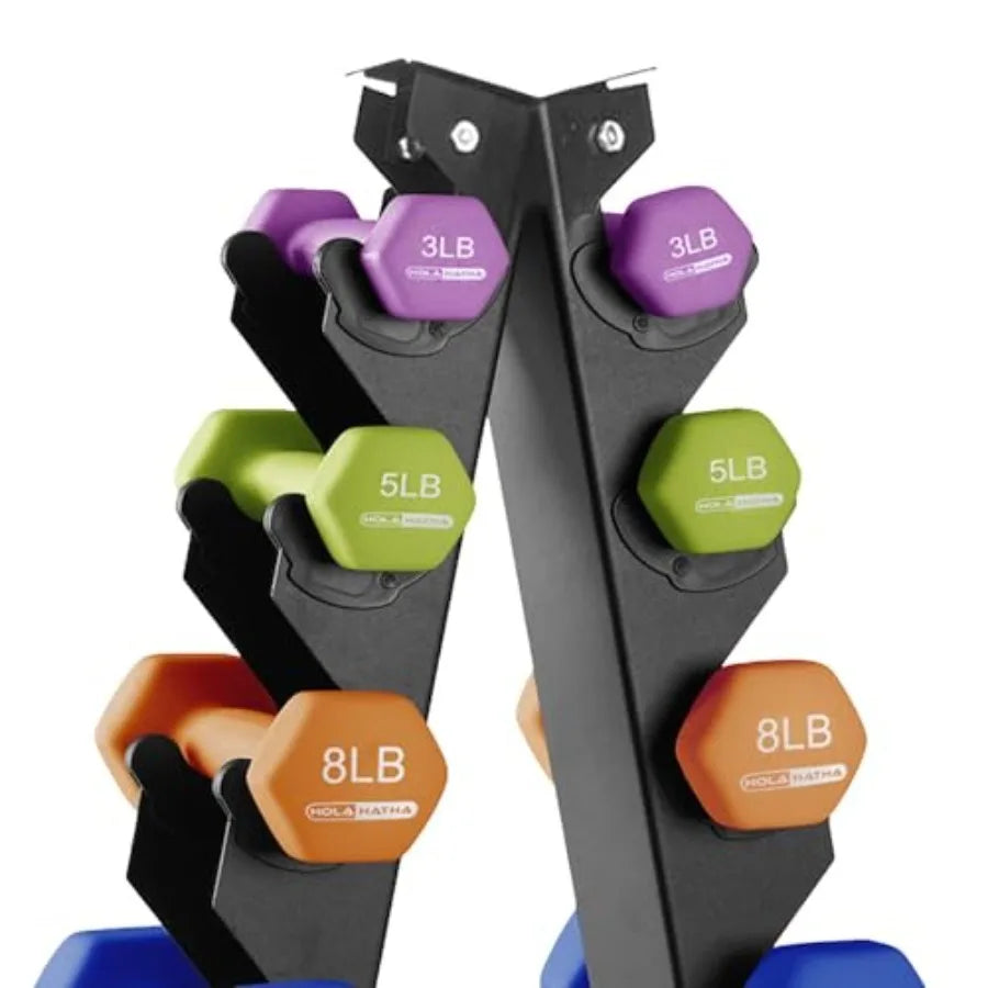 Neoprene Dumbbell Weights Set w/Rack, Home Gym Equipment - Portable Weighted Exercise Dumbbells for Fitness, Training, 146 LB