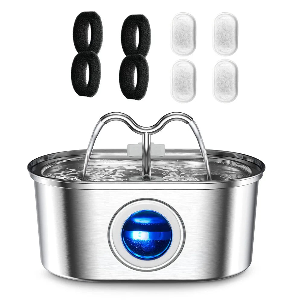 3.2L Cat Drinking Fountain Automatic Stainless Steel Pet Dogs Water Dispenser Ultra-quiet Pump Water Foutain For Multiple Pets