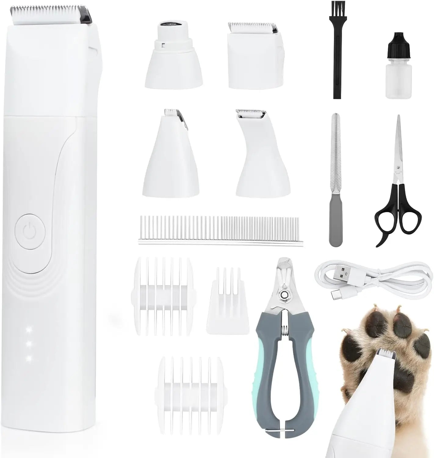 Dog Trimmer Cordless Grooming Kit Quiet Nail Grinder Hair Clippers