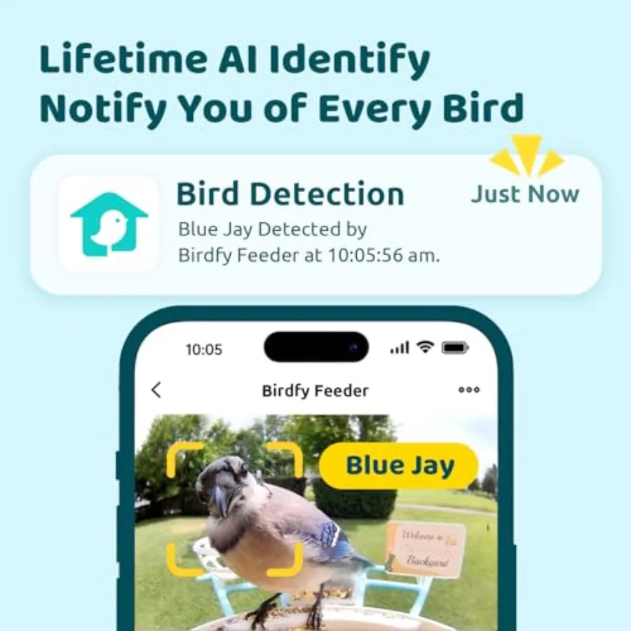 by Birdfy Smart Bird Feeder with Camera AI Identifies Birds Species 2MP Night Vision App Alerts, 2.4Ghz Wi-Fi Connect IP65 Weat