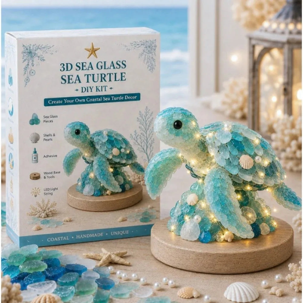 Handmade Sea Glass Art Kit For Textured Tabletop Display Crafting
