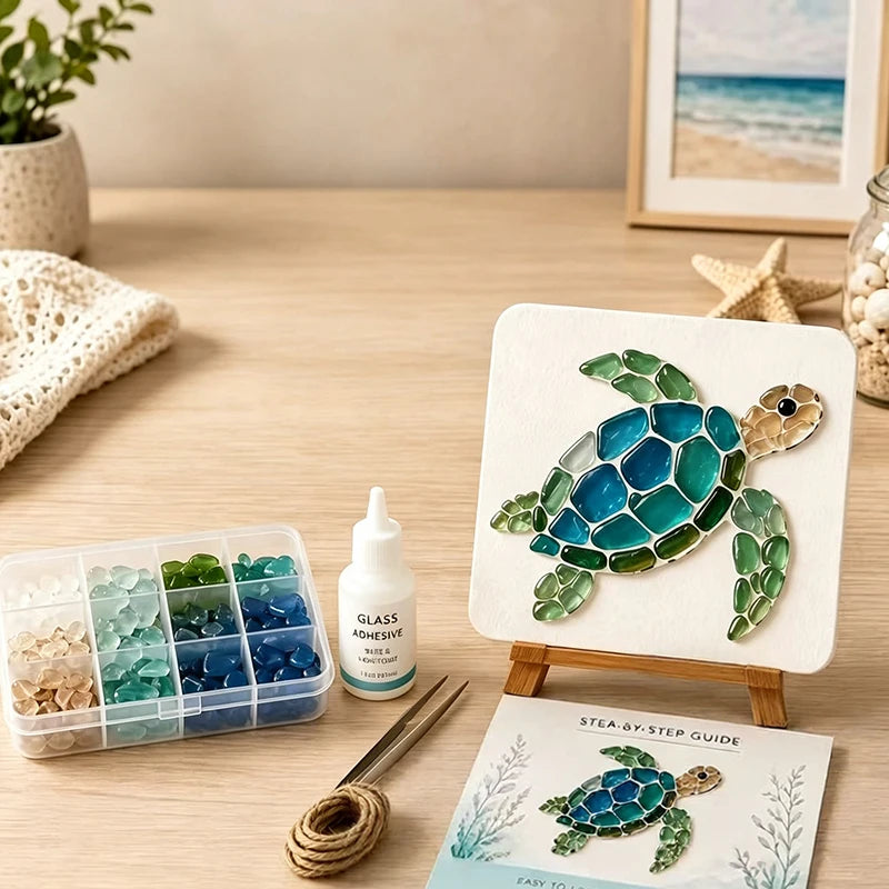 DIY Sea Glass Mosaic Kit for Handmade Ocean Inspired Art