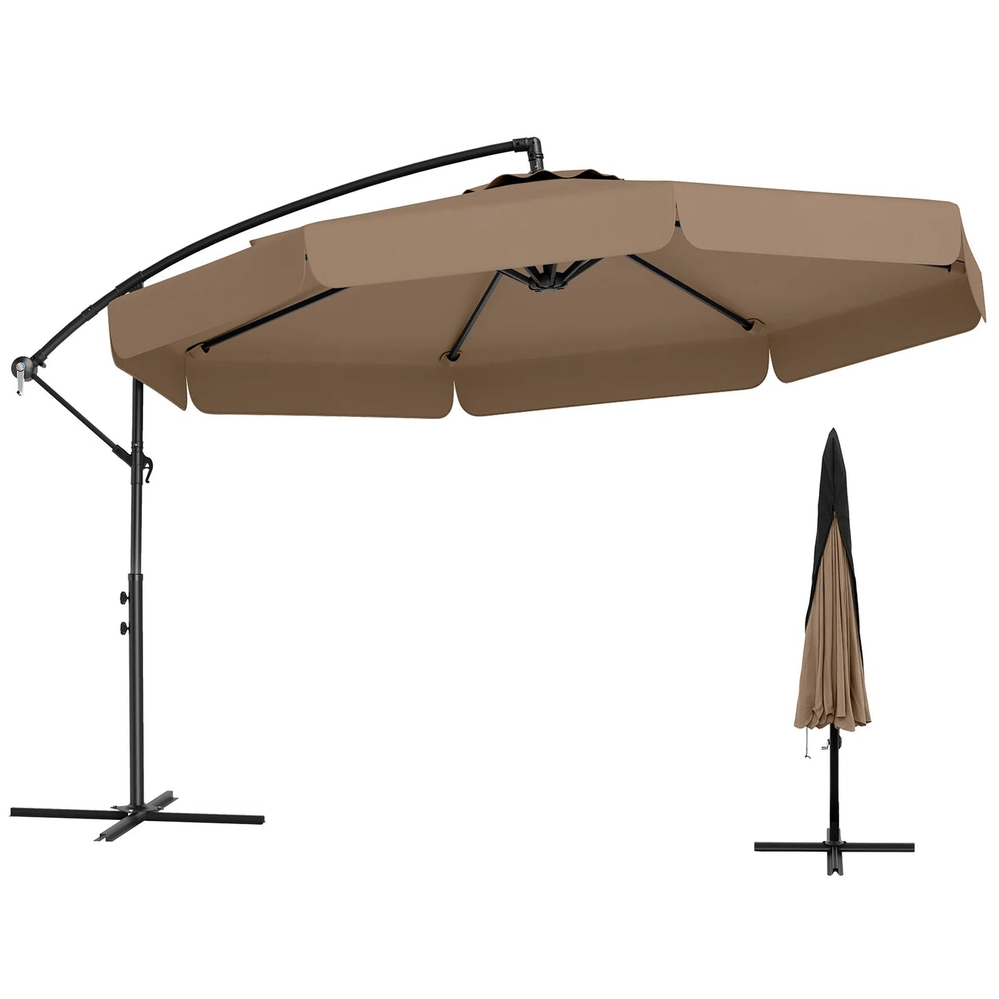 10FT Offset Hanging Umbrella Patio Cantilever Umbrella with Cover