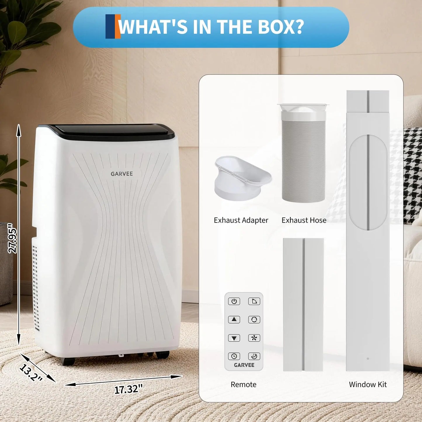 Portable Air Conditioner 12000 BTU For Rooms Up To 550 Sq.Ft, 4-in-1 AC With Cool, Fan, Dehumidifier, Sleep Mode, Kit