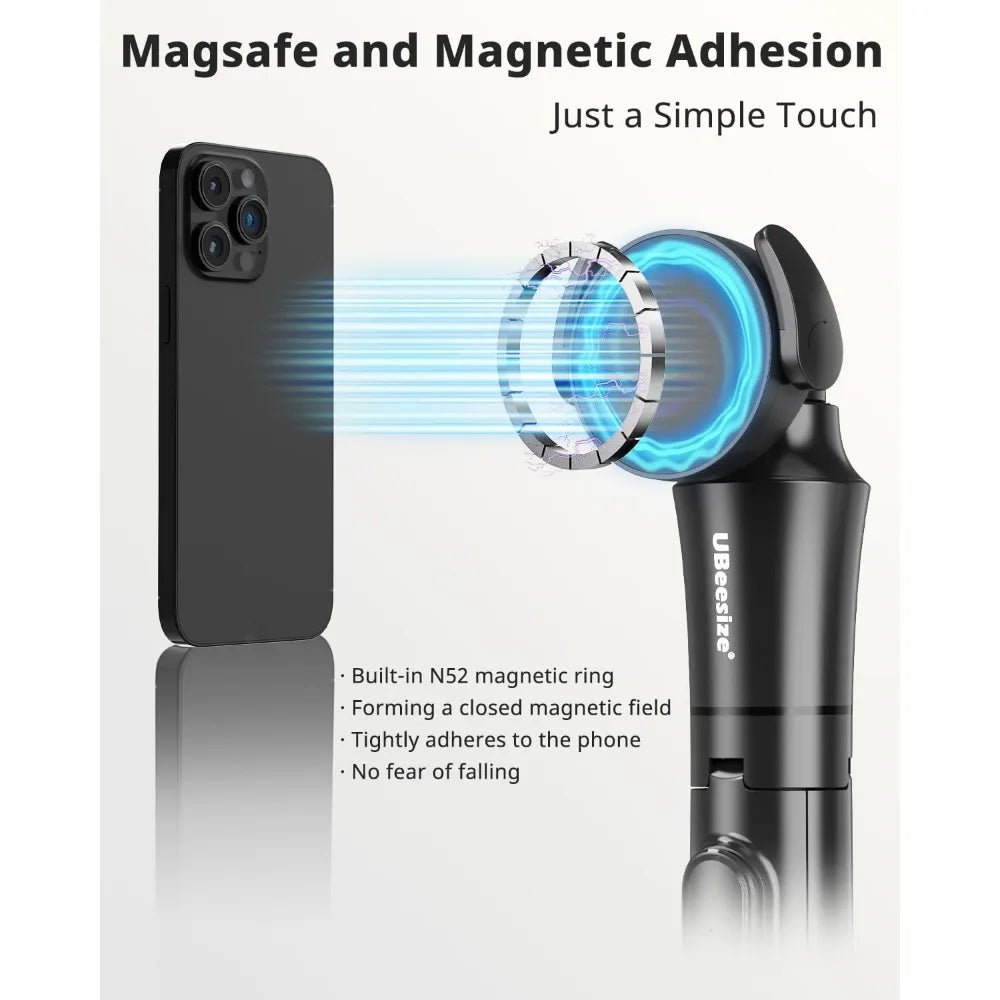 72-Inch Magnetic Tripod with Remote, Extendable for iPhones and Android Phones, Compatible with MagSafe