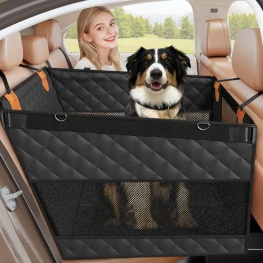 Dog Car Seat for Large Medium Dogs, Back Seat Extender for Pets with Hard Bottom, Strong Support Waterproof Dog Seat Cover with