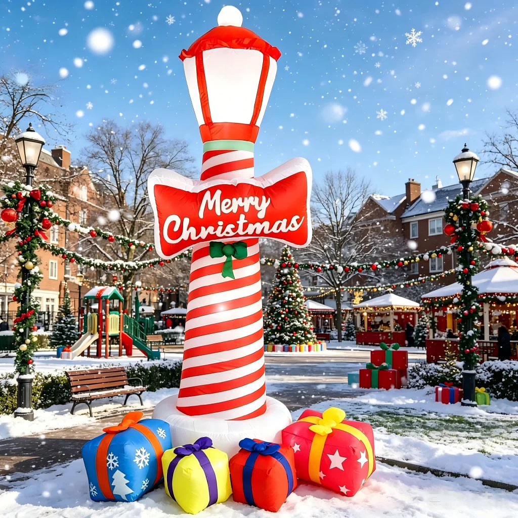 8.2FT Christmas Inflatable Lighthouse Blow Ups Yard Decor with Built-in LED Lights,