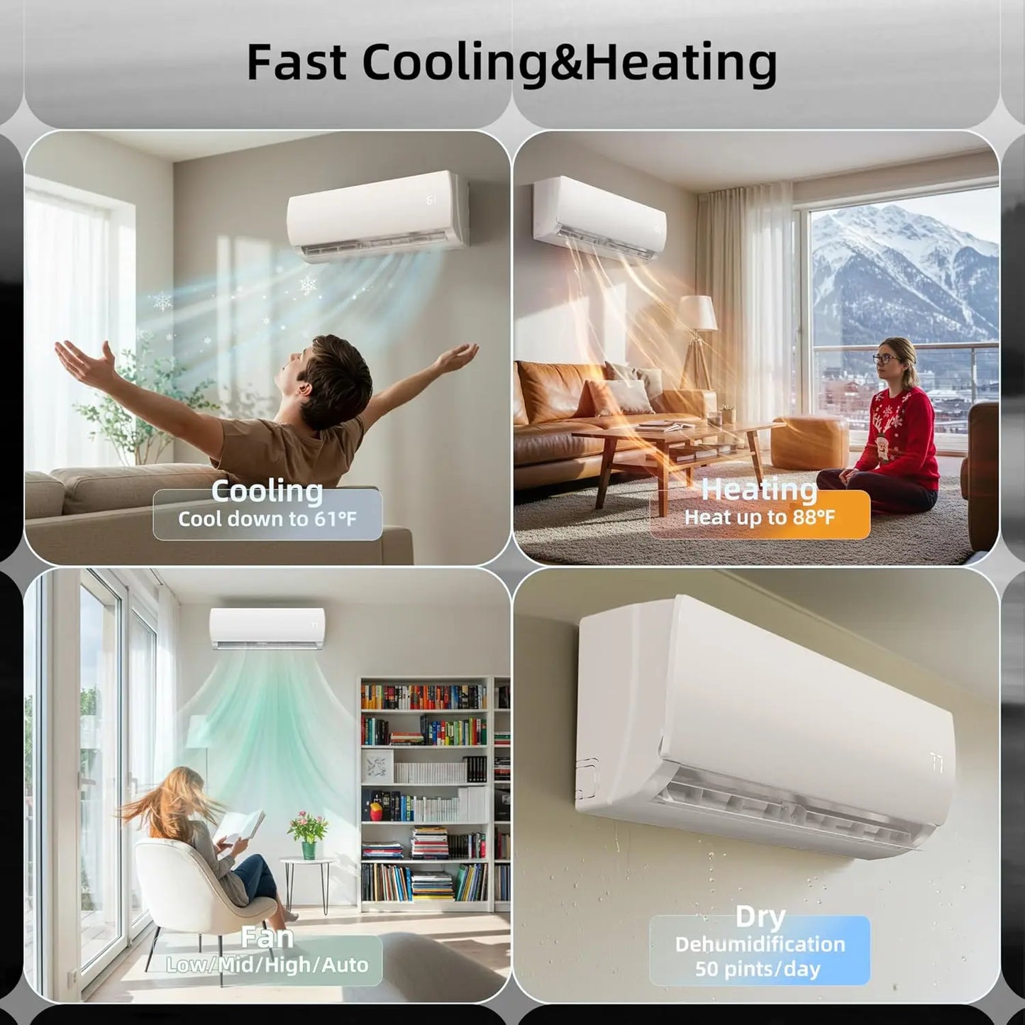 12000BTU Mini Split Air Conditioner Heat Pump 19 SEER2 110V Cools 750sqft Ductless Inverter Pre-Charged Condenser Custom