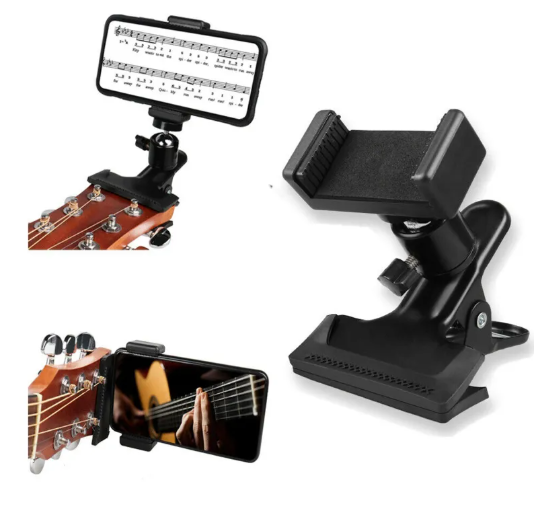 Secure Smartphone Holder For Guitar Live Streaming Recording Stand