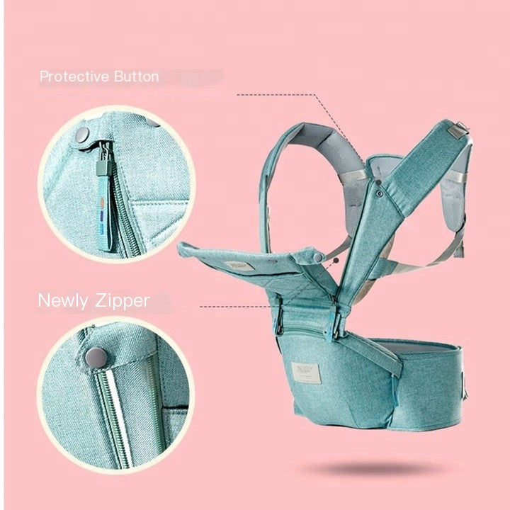 Baby Carrier with Bass Bear Hip Seat for Front Carry