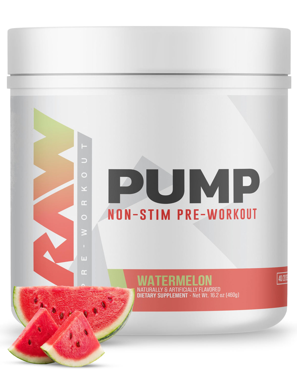 RAW Pump Stim-freies Pre-Workout | Nicht-stimulierendes Pre-Workout Supplement-Pulver Stickstoffmonoxid-Booster | Pre-Workout Supplement-Getränk für das Training | (40 Portionen) (Wassermelone)