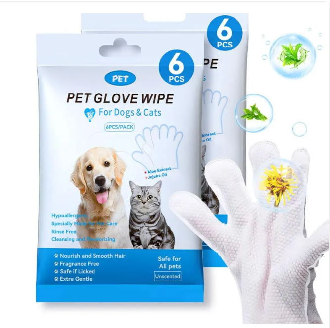 Premium Pet Cleaning Gloves And Gentle Hygiene Wipes For Dogs